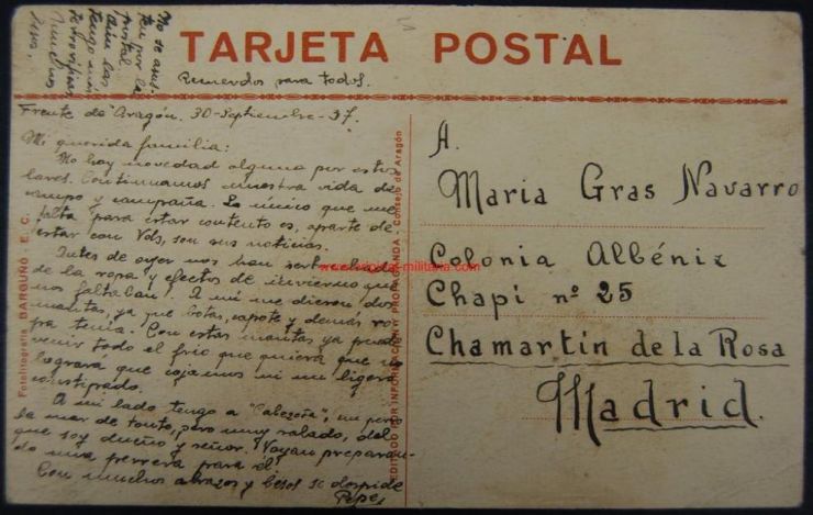 República/ Tarjeta Postal 1937
