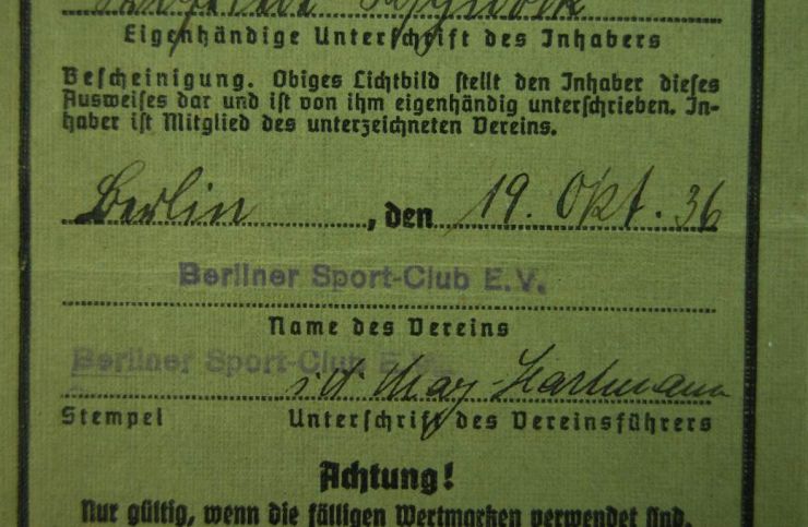 DRL/ Carné de Socia del "Berliner Sport Club E.V."