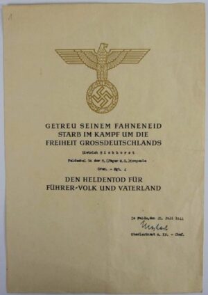 WH/ Certificado de Honor para un Héroe Caído