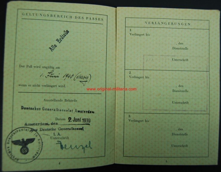 Pasaporte Alemán para un Ciudadano Judío Marcado "J" de 1939