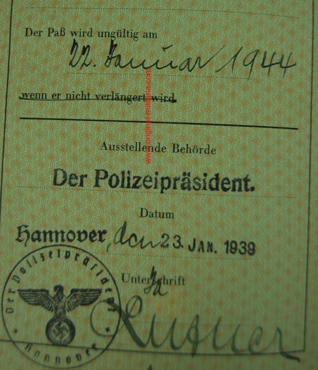 Dos Pasaportes Alemanes de dos Hermanas, 1939