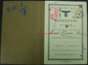 Pasaporte Alemán Marcado "Judenstempel" para un Medico Judío de 1939