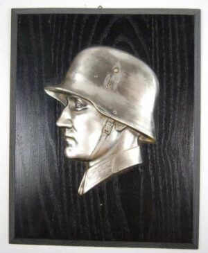 Wehrmacht Soldier Buste wall Plaque with Helmet with Swastika Decal!
