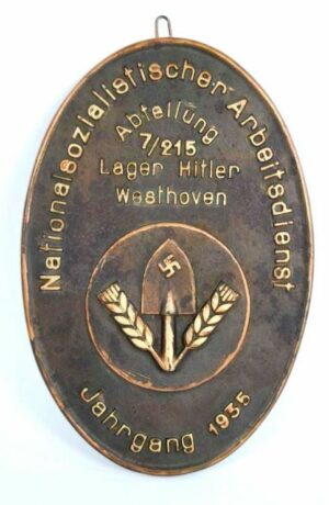 RAD Wall Plaque at Camp Hitler in Westhoven, 1935.