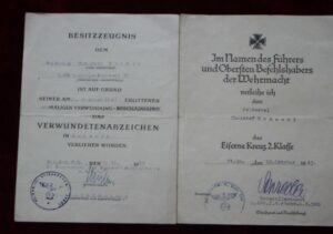 Conjunto de 2 concesiones a un sargento aleman (feldwebel).