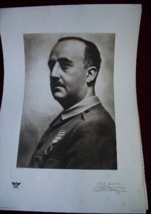 Lámina retrato oficial original de Franco de guerra civil.