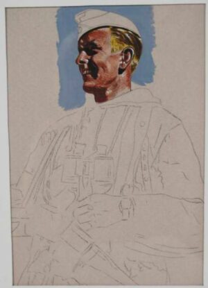 Boceto Original de Oficial en Uniforme de Invierno