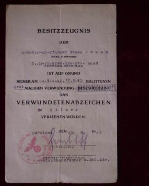 Concesión Herido en Plata de la "Leibstandarte SS"