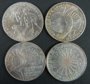Cuatro Monedas de Plata de los Juegos Olímpicos de 1972
