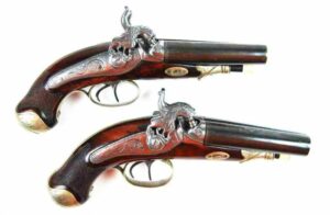 Pareja de Pistolas Españolas de Cañones Paralelos de Viaje