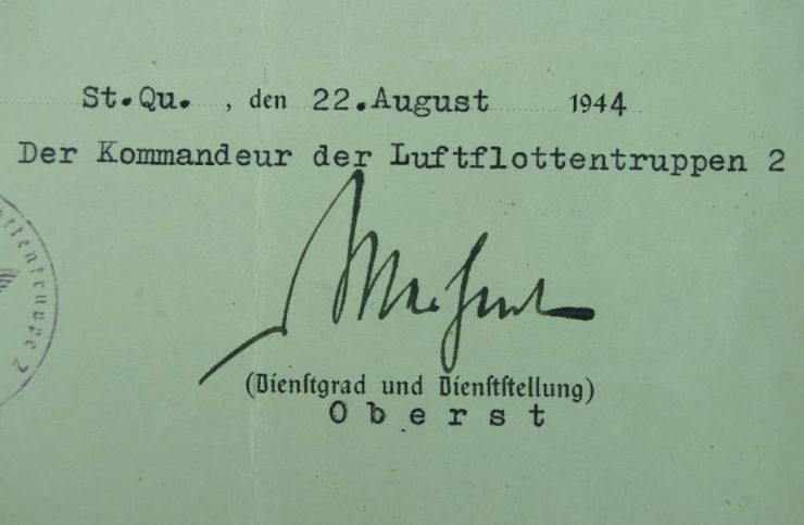Luftwaffe, Grupo de Concesiones con la Medallas , Pase del Gross-Paris y Albúm del Stabsgefreien "Georg Samhofer"