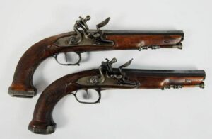 Pareja de Pistolas de Pedernal de Oficial Francés "1er Imperio"
