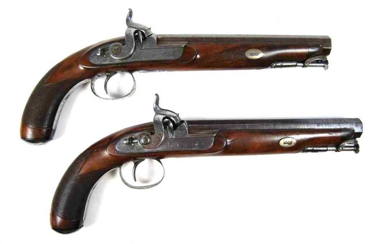Pareja de Pistolas de Pistón Inglesas "Lowe" 1850
