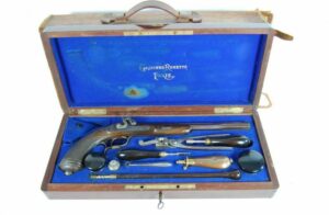 Estuche de Duelo con su Maletín de Viaje del Arcabucero del Rey de España y de Napoleón III "Gastinne Renette" de 1844
