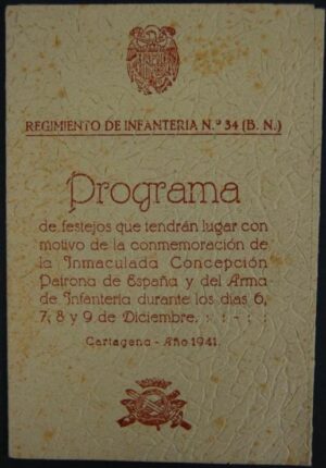 Tríptico de Festejos del "Reg. de Infantería nº 34 "