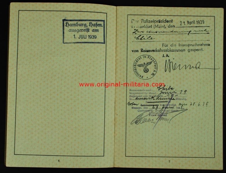 Pasaporte Alemán de 1939 Marcado "Judenstempel"