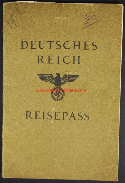 Pasaporte Alemán Marcado "Judenstempel" de 1939