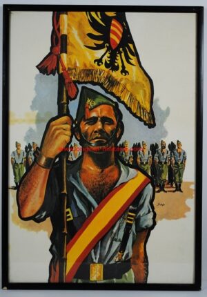 Cartel Propagandistico Original Enmarcado de la Legión de Delfín Salas 