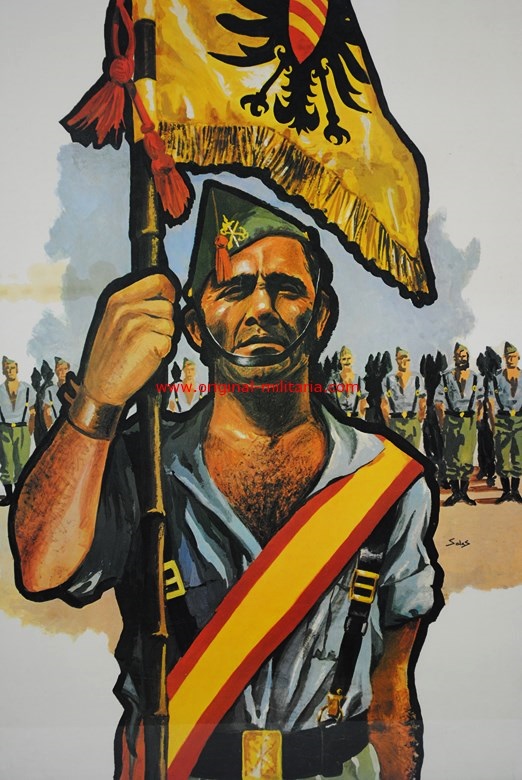 Cartel Propagandistico Original Enmarcado de la Legión de Delfín Salas