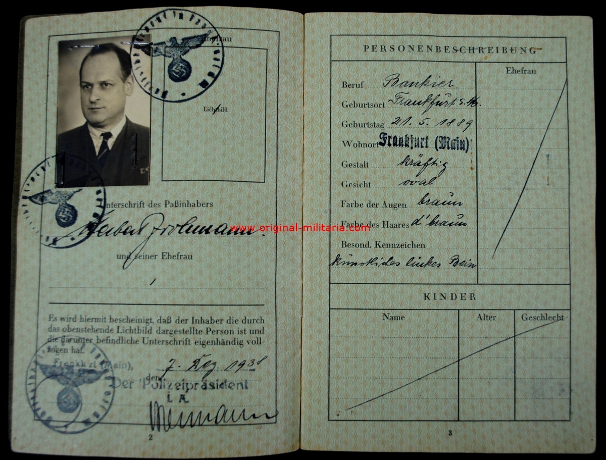 Pasaporte Alemán Marcado "Judenstempel" de 1938