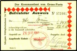 Pase Temporal "Der kommandant von Gross-Paris"