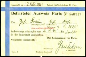Pase Temporal "Der kommandant von Gross-Paris" 
