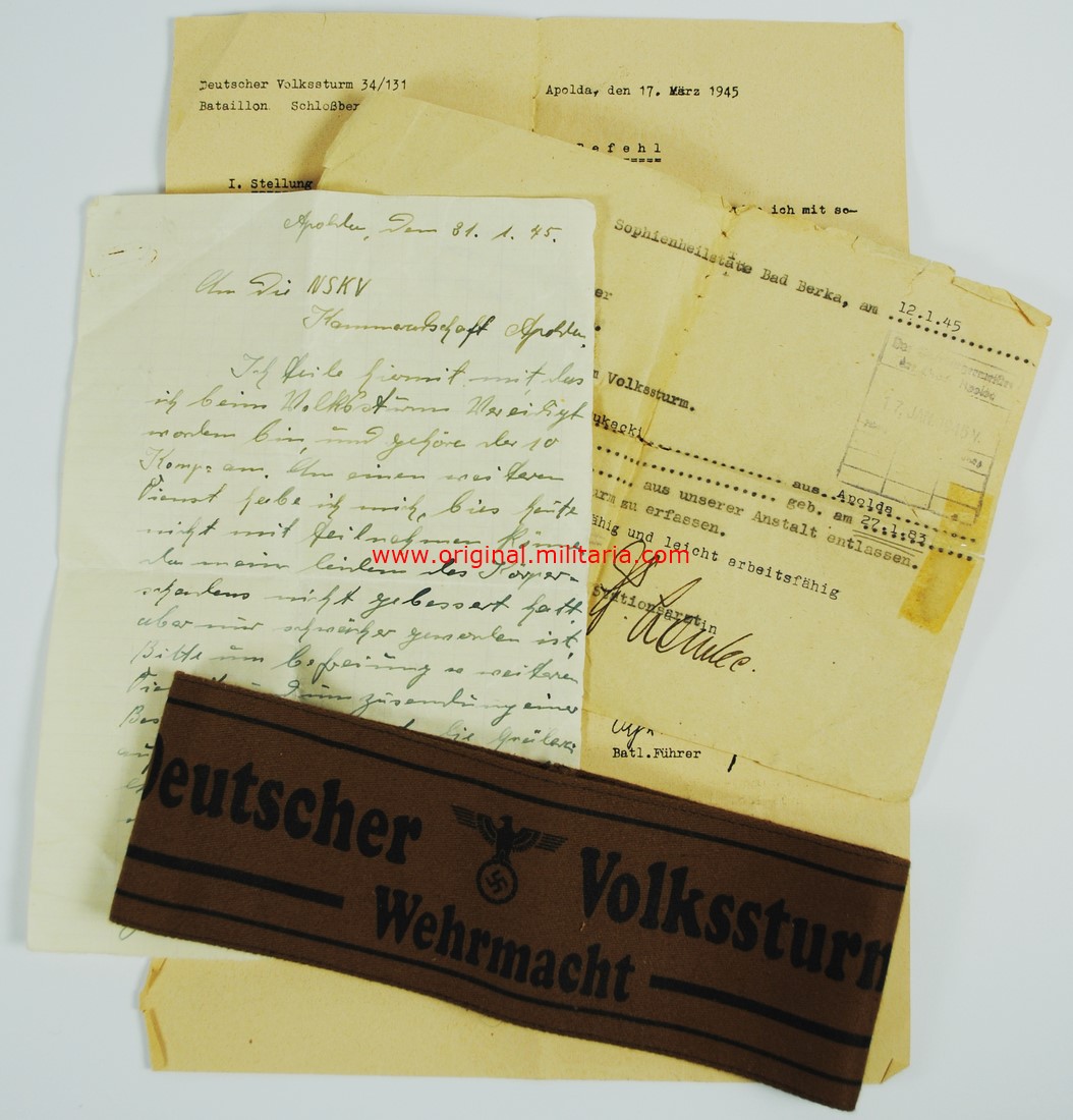WH/Volkssturm, Conjunto de Documentos y Brazalete 2º Modelo