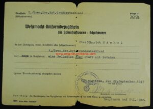wehrmacht/Heer, Uniform and Footwear Purchase Order «Rgt. Großdeutschland »