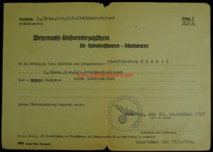 wehrmacht/Heer, Uniform and Footwear Purchase Order «Rgt. Großdeutschland »