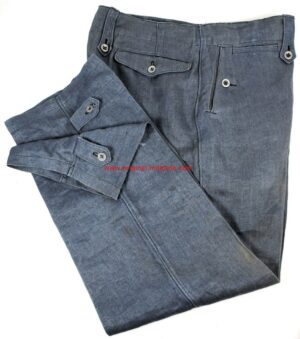 LW/ Pantalones M40 de Combate Color Azul en HBT Marcados "L.B.A. 1944"