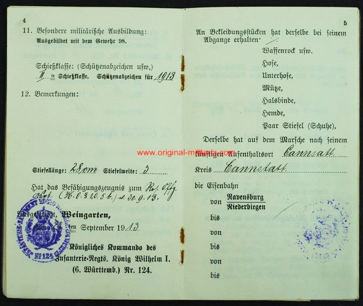 WW1/ Carnet Militar de un Soldado de Infantería de Rgt. "könig willem I"