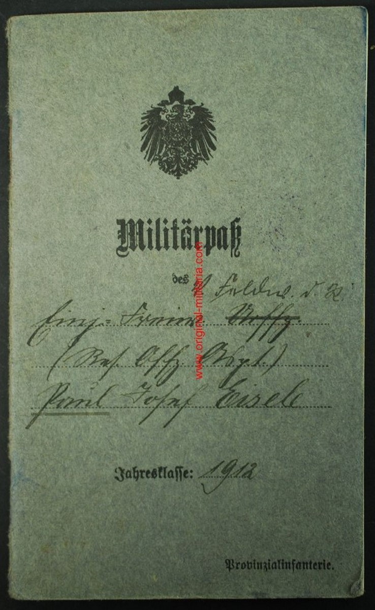 WW1/ Carnet Militar de un Soldado de Infantería de Rgt. "könig willem I"