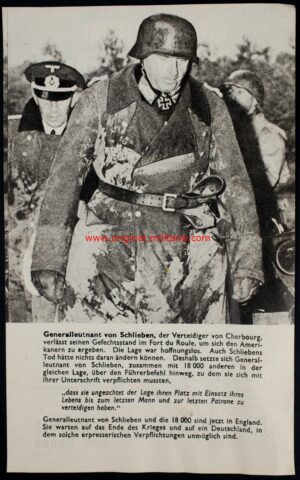 Folleto Propagandístico Impreso y Emitido por USA tras la Caída de Cherburgo en Normandía
