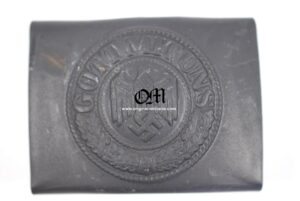 WH/KM, Unissued Late War EM/NCO'S Grey Coated Steel Buckle---WH/KM, Hebilla de Final de Guerra Color Azul Grisaceo de Tropa y Suboficiales