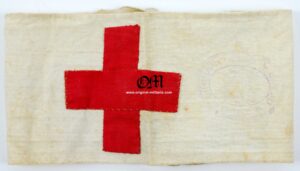 Spanish Civil War Red Cross Armband, with seal Republican Zone -- Brazalete de la Cruz Roja con Sello, Bando Republicano