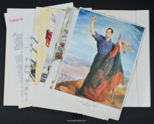 SPANISH FALANGE/ Folder with the Frame, 10 Illustrations and Score of the Hymn "Cara al Sol"