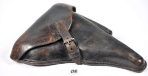 Funda en Cuero Natural y Tintara en Marrón Claro para la Pistola P08 (Luger) de 1941, Fabricante "dta/41"