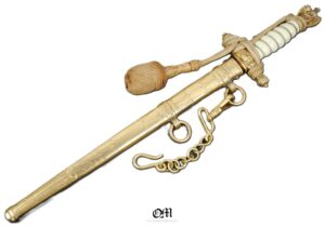 2nd Model Kriegsmarine Dagger by E. & F. Hörster with Original Portepee and Chain. Hard to find this model with anchor and sailing ship!!