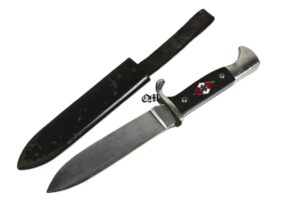 Cuchillo Transicional de Juventudes Hitlerianas con Doble Marca “RZM M7/66” para "Carl Eickhorn". Excelente Estado.