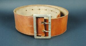 NSDAP/WHEMACHT, Brown Leather ‘Zweidorn’ Double Claw Leader Belt with RZM M5/76 for "Friedrich Linden, Lüdenscheid"