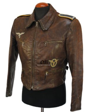 Chaqueta de Cuero para un Suboficial Piloto de la Luftwaffe con Insignia de Piloto