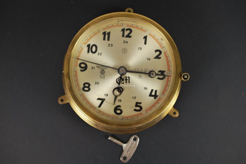Reloj de Mamparo de Ocho días para Submarinos de la Kriegsmarine de la Firma "Junghans". Modelo Temprano por el número de serie, circa 1940/41 - Imagen 6