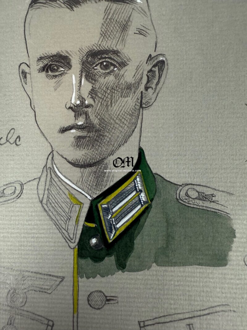 Wehrmacht/ Boceto original en Técnica Mixta de «Werner Horn» - Imagen 3