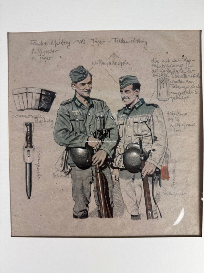Wehrmacht/ Boceto original en Técnica Mixta de «Werner Horn» - Imagen 2