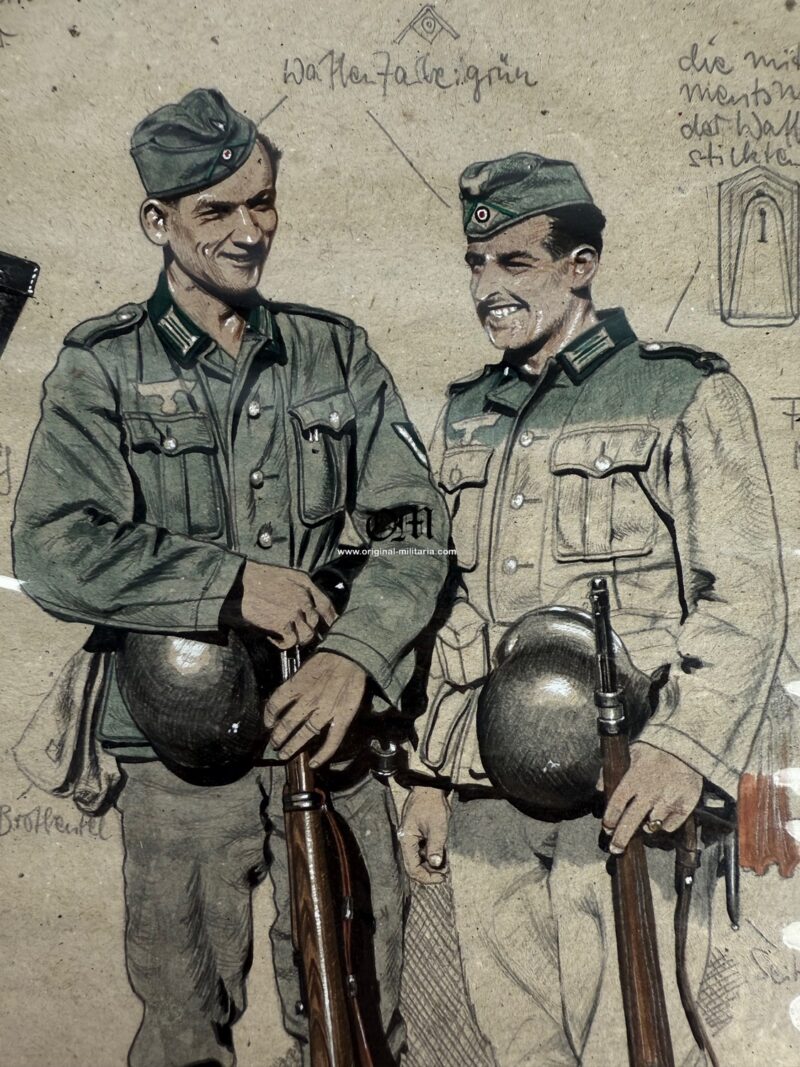 Wehrmacht/ Boceto original en Técnica Mixta de «Werner Horn» - Imagen 3