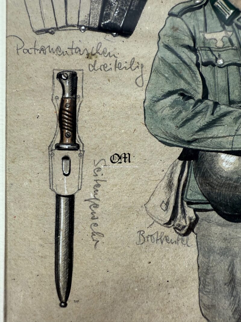 Wehrmacht/ Boceto original en Técnica Mixta de «Werner Horn» - Imagen 4