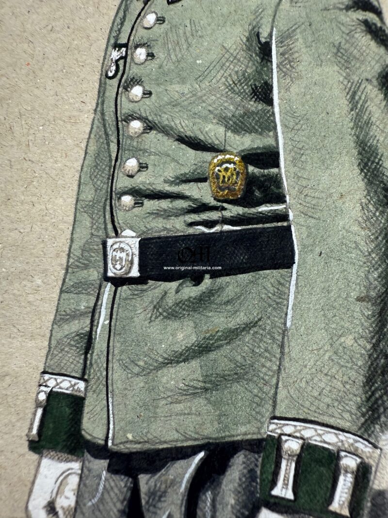Wehrmacht/ Boceto original en Técnica Mixta de «Werner Horn» - Imagen 3