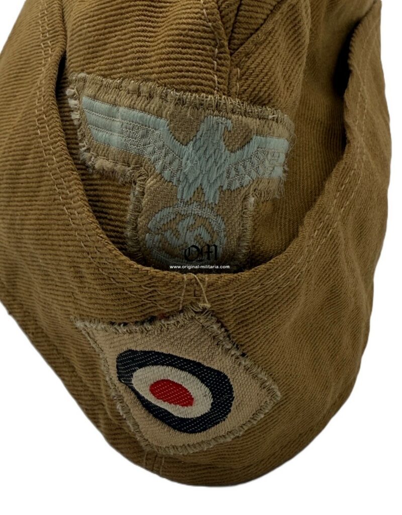Gorro Cuartelero Tropical para Tropa y Suboficiales de Luftwaffe con Insignias del Heer, Muy Raro, 1941 - Imagen 11