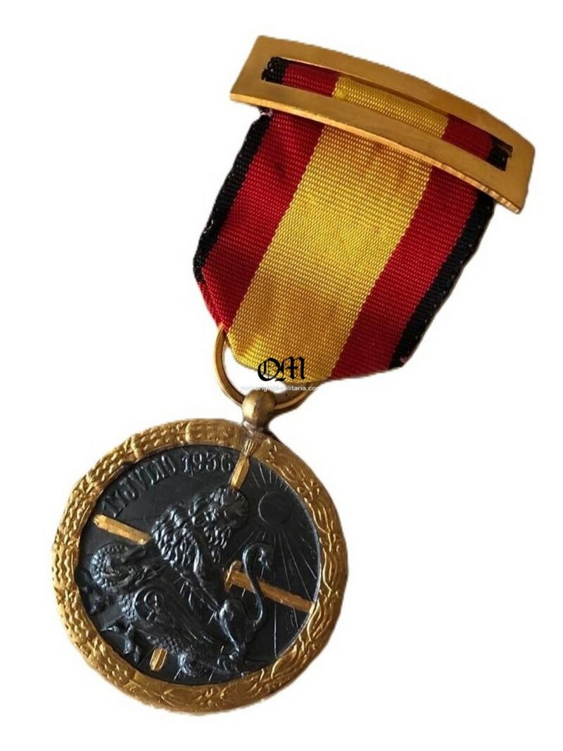 Vanguard Campaign Medal (1936-1939). Specific model created for the Condor Legion by EGAÑA, with a "Torch" or "Pineapple." - Image 2