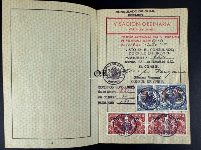 Pasaporte Alemán para un Ciudadano Judío Marcado «J» de Octubre del 1939. Excepcional. - Imagen 6